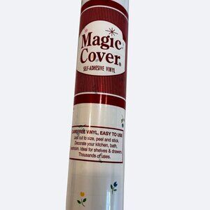 Vtg Magic Cover Self-Adhesive Vinyl Roll 8 Yds x 18" Small Flower Walls Shelves